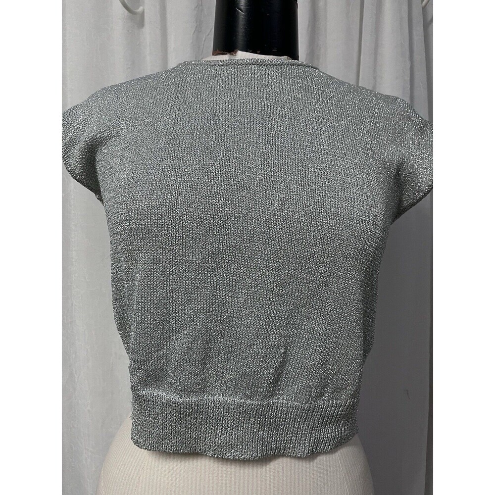 Eva Mendes New York & Co. Silver Metallic Sleeveless Top Sweater Size M